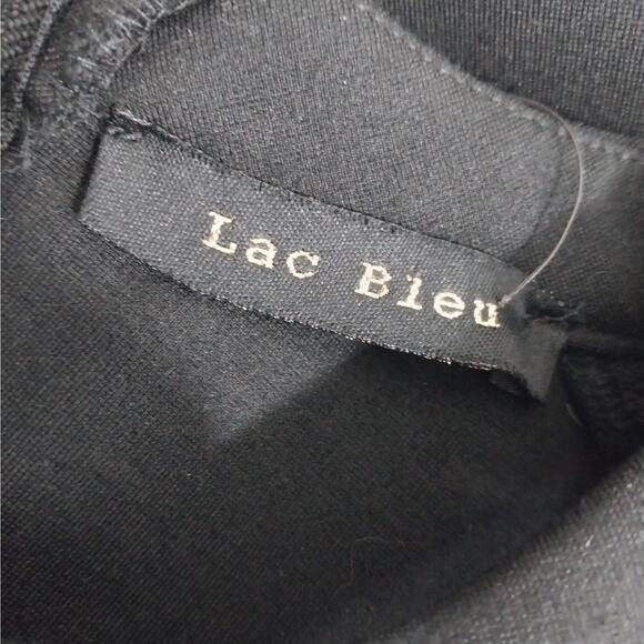 NWT! LAC BLEU! BLACK STRETCH 1 PC ROMPER, SHEER MESH BLOCKED BODICE! SZ S - Picture 9 of 11